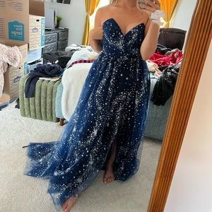 Blue starry night, celestial, gala dress / gown